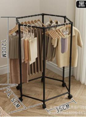 tt简易见详情衣架直旋杆可转卧家室落地衣帽架可移动晒衣用架滑轮