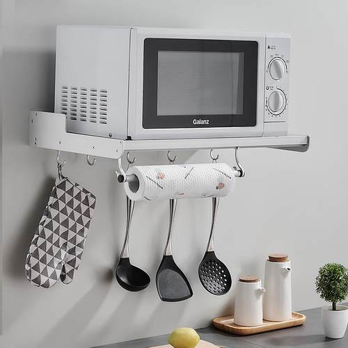 太空铝微波炉架子厨房置物架黑壁墙箱挂-式烤挂上用品收纳架色支