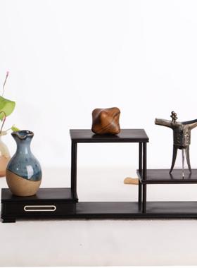 紫紫光花檀陈迷你博古架设架奇石底座瓶GBJ底座砂壶架瓷器架