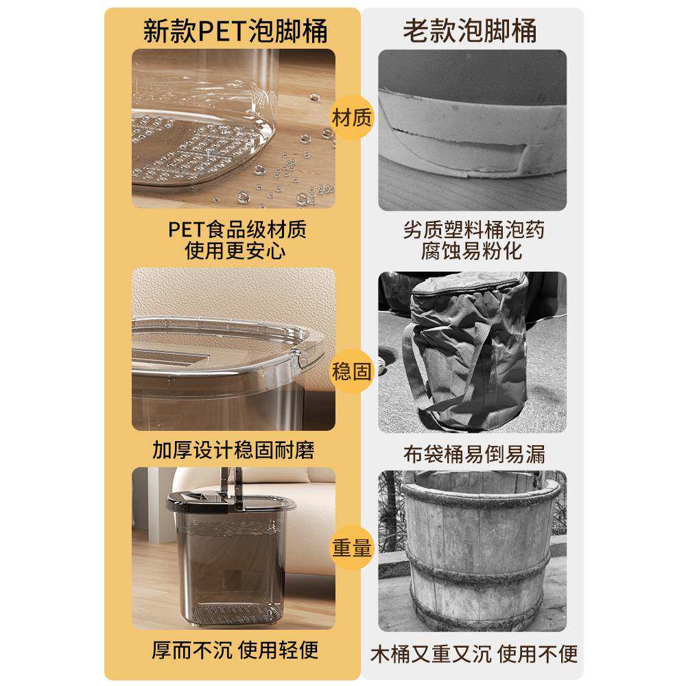 盆泡脚桶355家塑用高深桶洗脚过膝小腿温料按摩保加高厚养生桶足