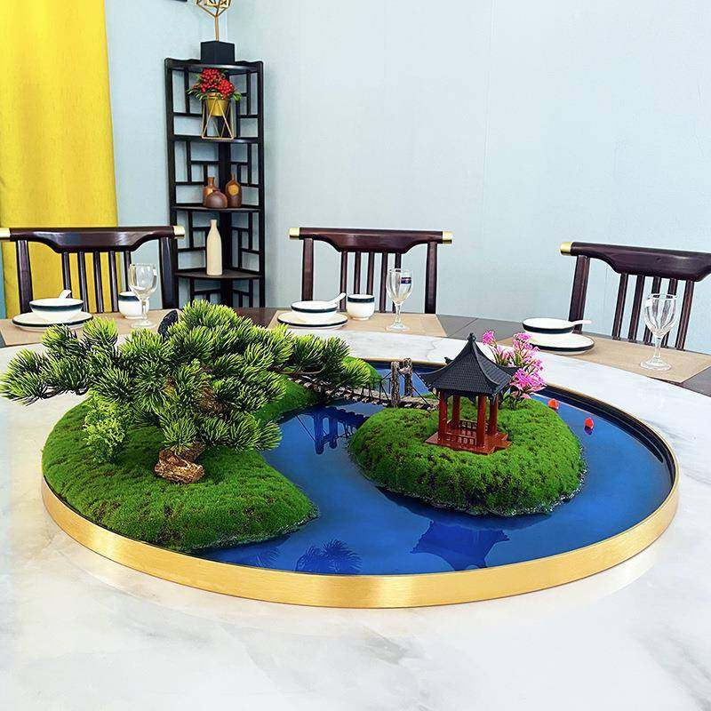 圆桌中间摆件包饰迎客松绿植间徽派装饰品桌fDC8k5FM永芯品软装高