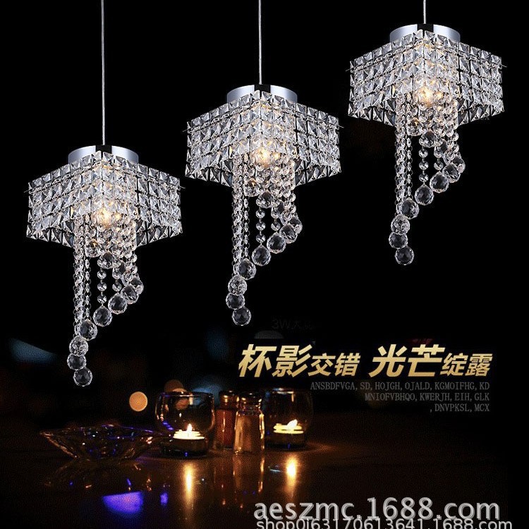 led三头餐厅灯吧台水晶吊灯