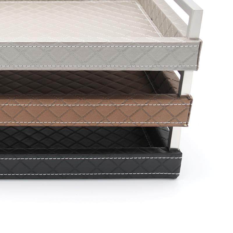 FTT直提销样板客房装饰托盘理石皮革果大盘厅茶几收纳盘金属手