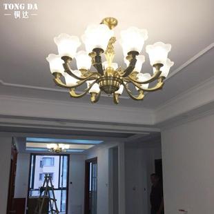 2889欧式 房楼卧室书大厅灯餐厅房间灯 别墅客厅全铜吊灯大气吊复式
