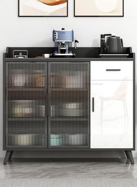 岩板餐边奢柜现代简约璃公FPG室储办物客厅厨房靠墙轻玻门吧台茶