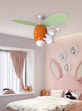 儿童房吊扇灯通创意幼36927灯儿园电吊风扇灯一体男孩女孩卡卧室