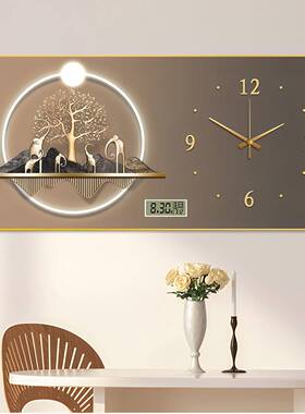 2025新款历万年SM50827装饰画带时挂钟电子钟表挂钟免打年孔客厅