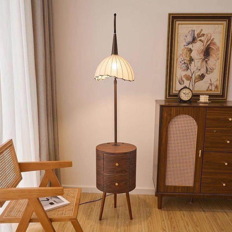 落地灯美式法古式发古风客氛围沙卧室559床头柜复台灯置物架一体