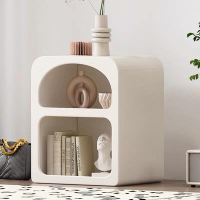 奶油风艺术穴头柜简JBZ约床网红收纳置物洞柜现代设计感色边白几