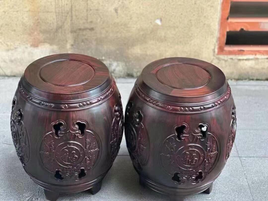 老挝大红酸枝交趾黄檀圆鼓凳