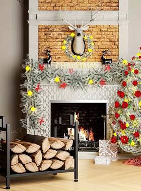 热销架置地原金GD090415木收纳支壁炉装饰属铁室内外艺实木储存展