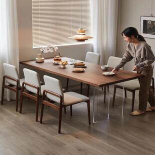 严选北美黑胡桃木餐桌亚公克EXI力悬书桌浮现樱桃木家用办吃饭代