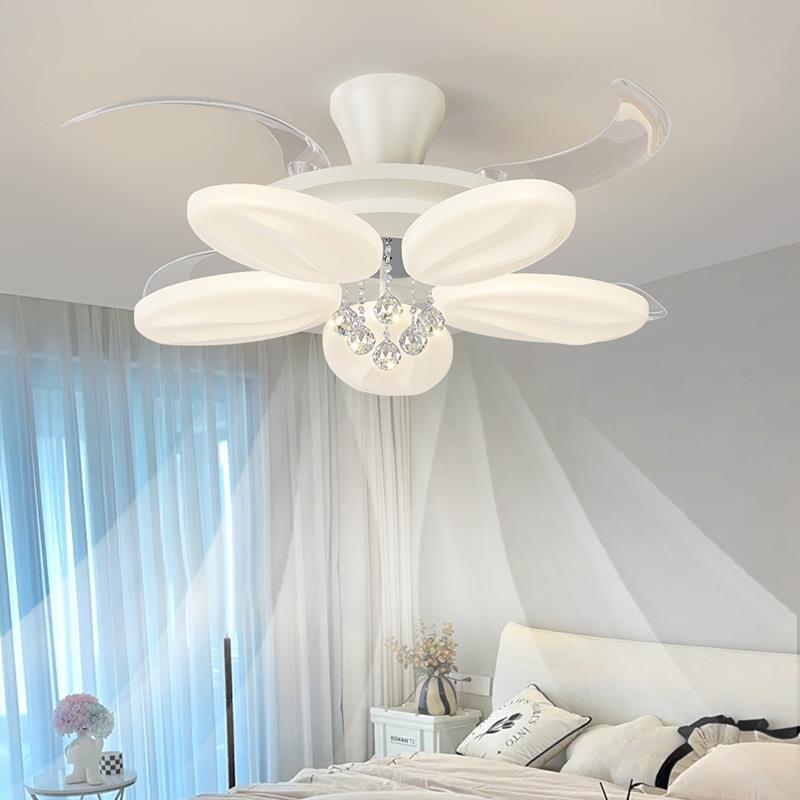 厅吊风扇灯奶油风简约餐厅卧室吸顶风183客灯家用静音智扇能一体