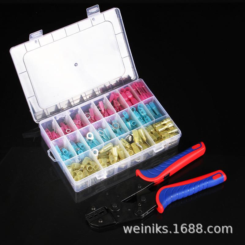 125压线钳250PCS防水热缩中接端子组合套装冷压钳中接管热缩接线