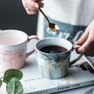 办公室水杯情侣杯对杯婚庆礼品广告杯 描金马克杯 简欧风格 陶瓷杯