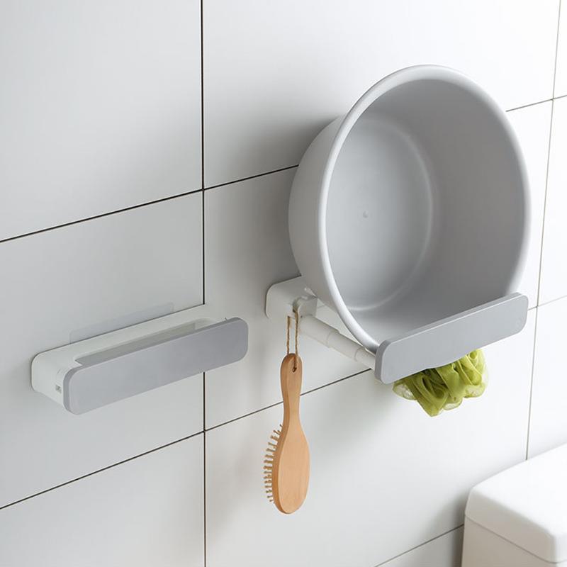 创意可伸缩脸盆架多功能壁挂式厨房锅盖架浴室免打孔置物架带挂钩