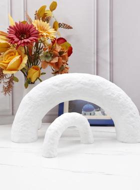 现代北欧几何拱形摆件软装样板间售楼部不规则黑白色家居饰品配搭