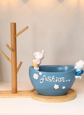 泡泡熊放钥匙挂架置物收纳摆件家居客厅入户玄关电视柜桌面装饰品