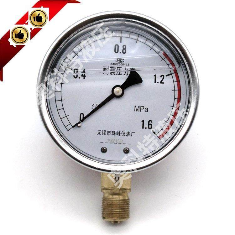 无锡珠峰耐震压力表/抗震压力表 100表面 径出 充油