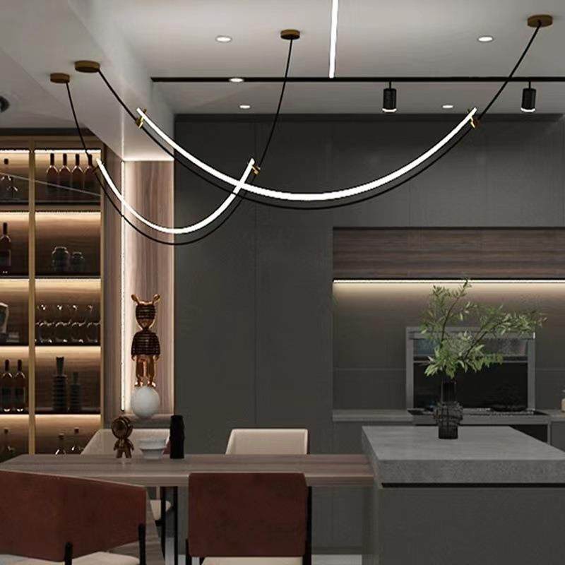 2023设计师线条餐厅吊灯现代简约个性客厅前台吧台样板间展厅灯具