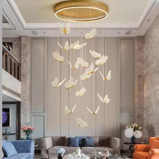 楼梯吊灯橱窗展示长条圆形吊灯房间 蝴蝶床头灯复式 创意个性 时尚