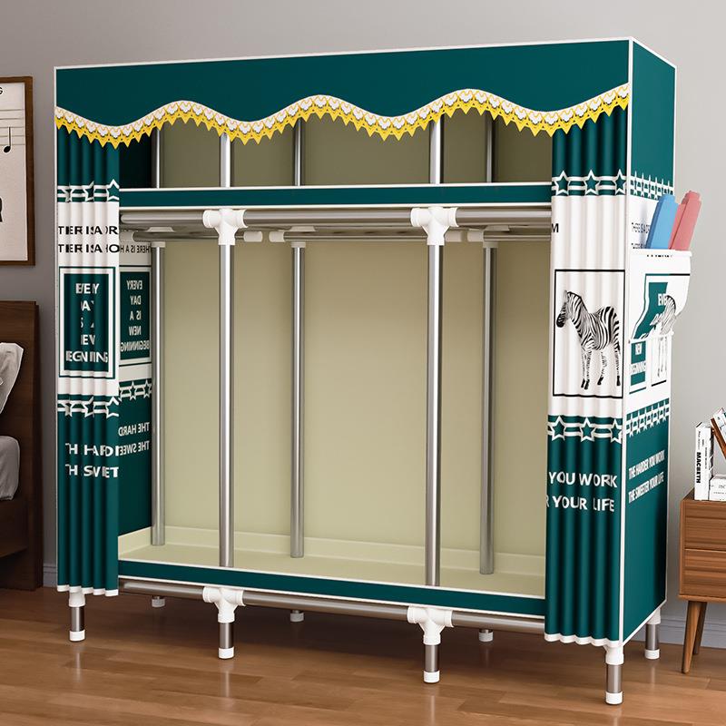 简易衣柜家用卧室出租房宿舍简约布衣柜加粗钢管组装衣橱挂衣柜C7