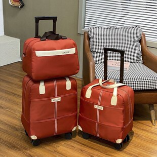 。男女旅行箱带滚轮子包袋手提拉杆双用便携防水布面登机包帆布包