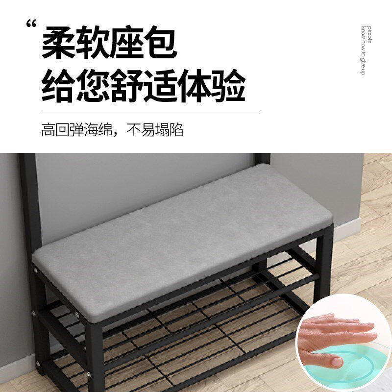 门口鞋柜和挂衣柜一体鞋架衣服架进门入户卧室换鞋凳带衣帽架收纳图片