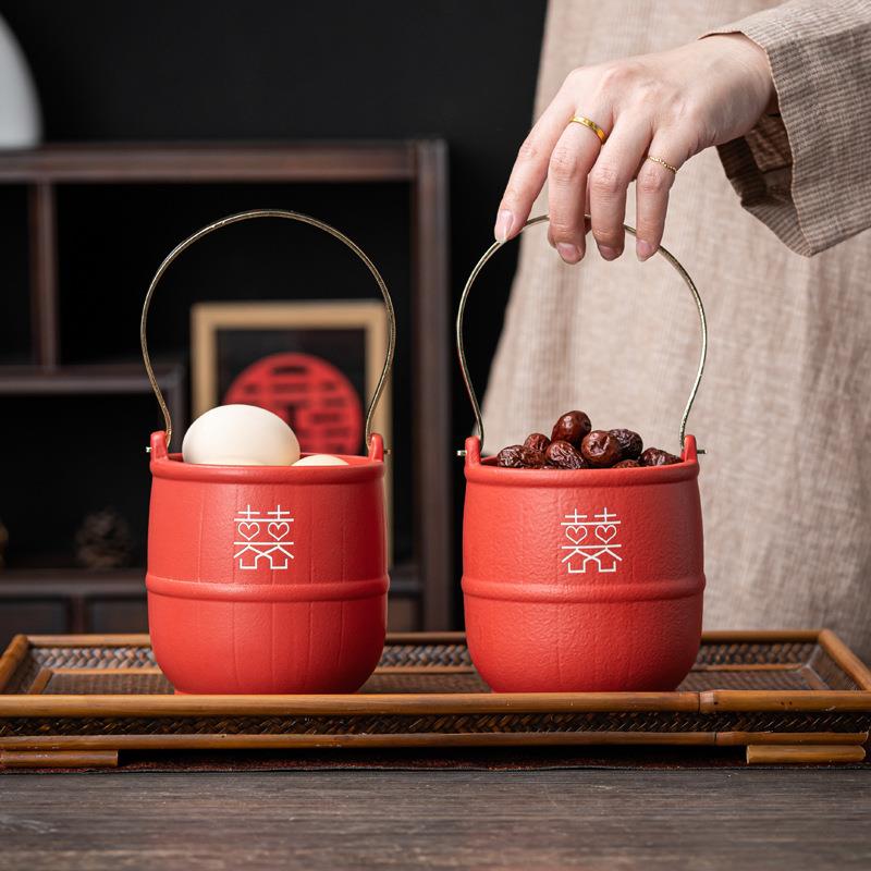 子孙喜桶结婚庆用品大全陶瓷子孙宝桶出嫁喜事新娘陪嫁婚房摆件