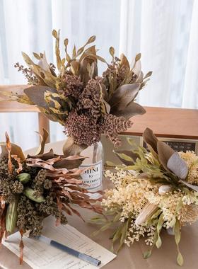 假花阿澄秋葵海草把束仿真花家居装饰婚庆手捧花玫瑰花墙CL62003