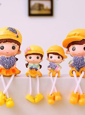 卡通树脂工艺品吊脚娃娃学生礼品摆件婚房装饰儿童创意礼品