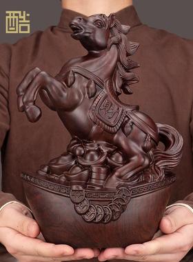 实木雕刻马摆件大号木质马到成功飞马家居客厅工艺礼品办公室装饰