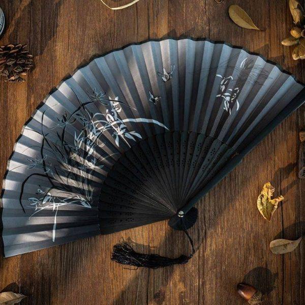 黑色折扇古风仙气国风扇子男士国潮男款古风扇男生霸气古代水墨扇