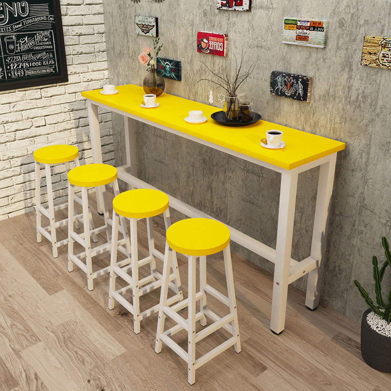 简约现代奶茶店高脚桌靠墙吧台桌商用长条桌阳台窄桌家用吧台餐桌