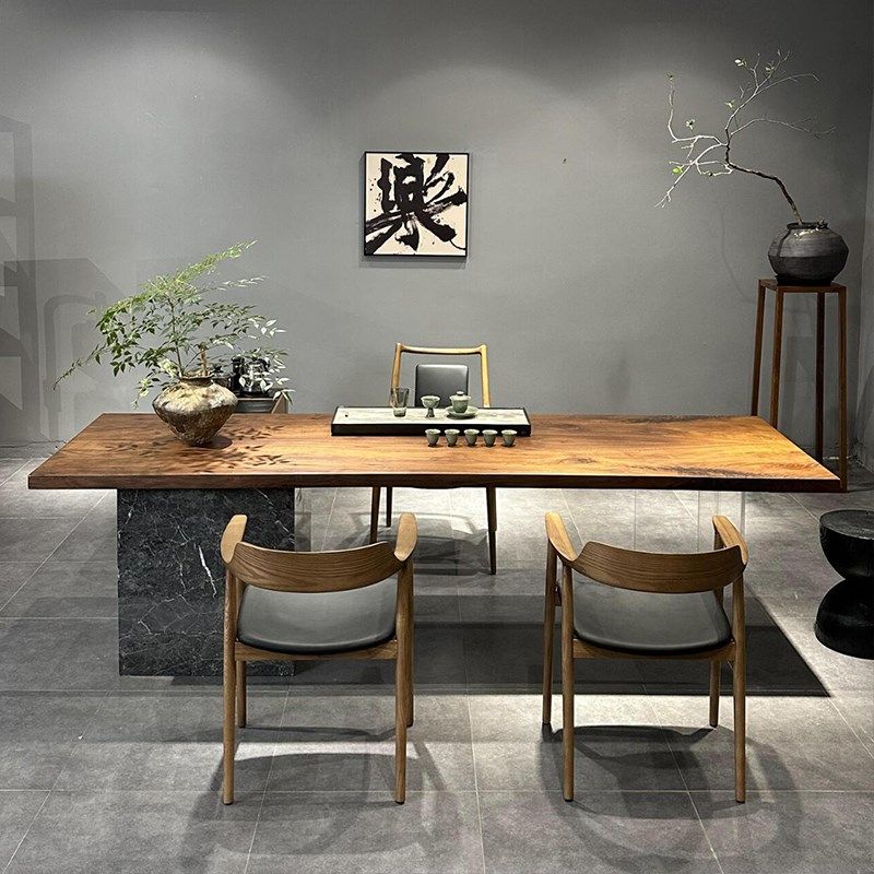 新中式现代简约实木茶桌椅组合2025新款高端茶空间黑胡桃木泡茶台