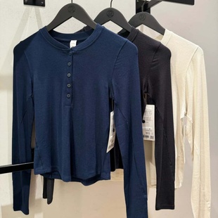 代购 lululemon Hold Tight圆领半开领修身显瘦长袖亨利衫T恤女款