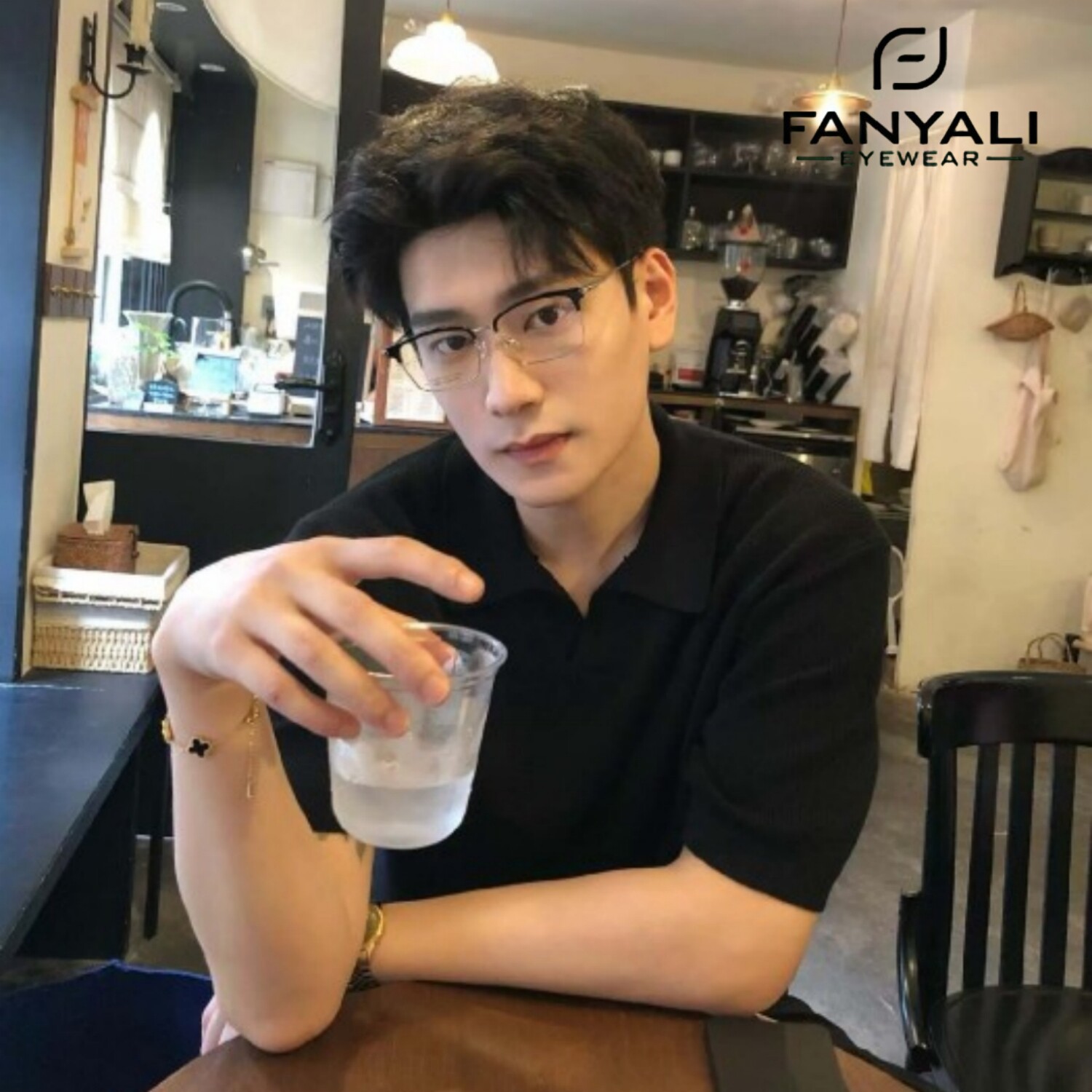 复古黑色半框眉毛眼镜架男女时尚商务大框梵雅丽9671配近视镜片