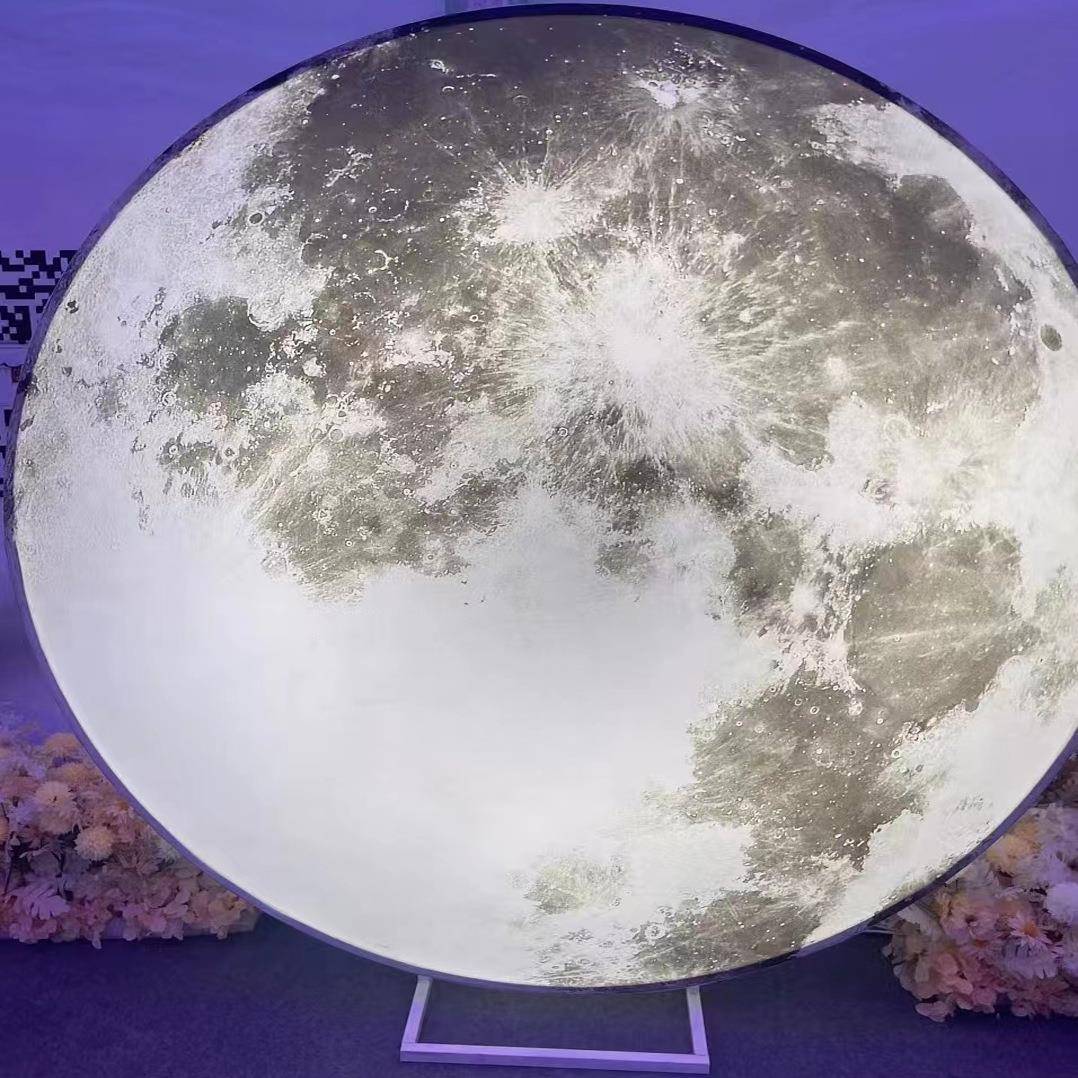 1.8米三色变光圆月亮 圆月摆件 圆月亮灯箱 moon light house