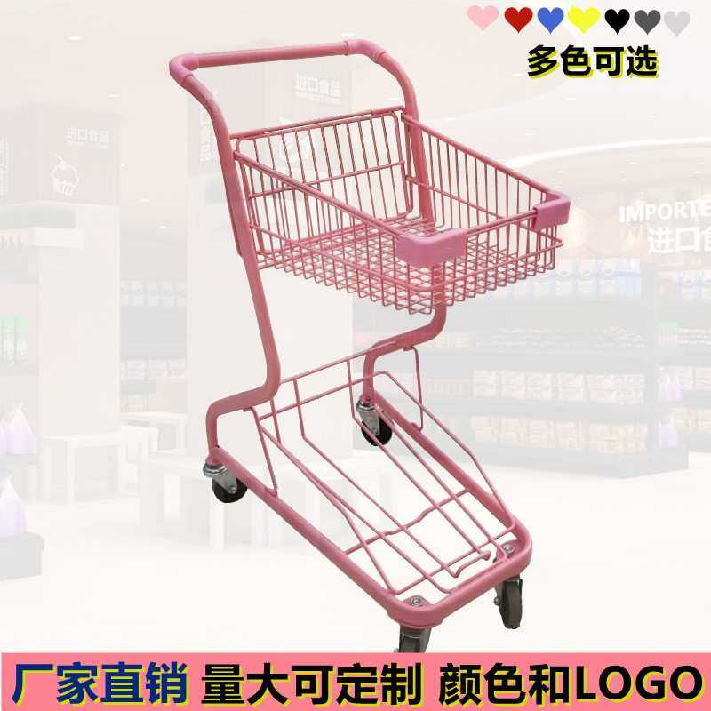 超市购物车 蔬果店手推车 KTV酒水推车小型粉色双层超市购物车,3C数码配件,摄像机配件,淘宝优惠券,粉丝福利购,淘宝优惠卷