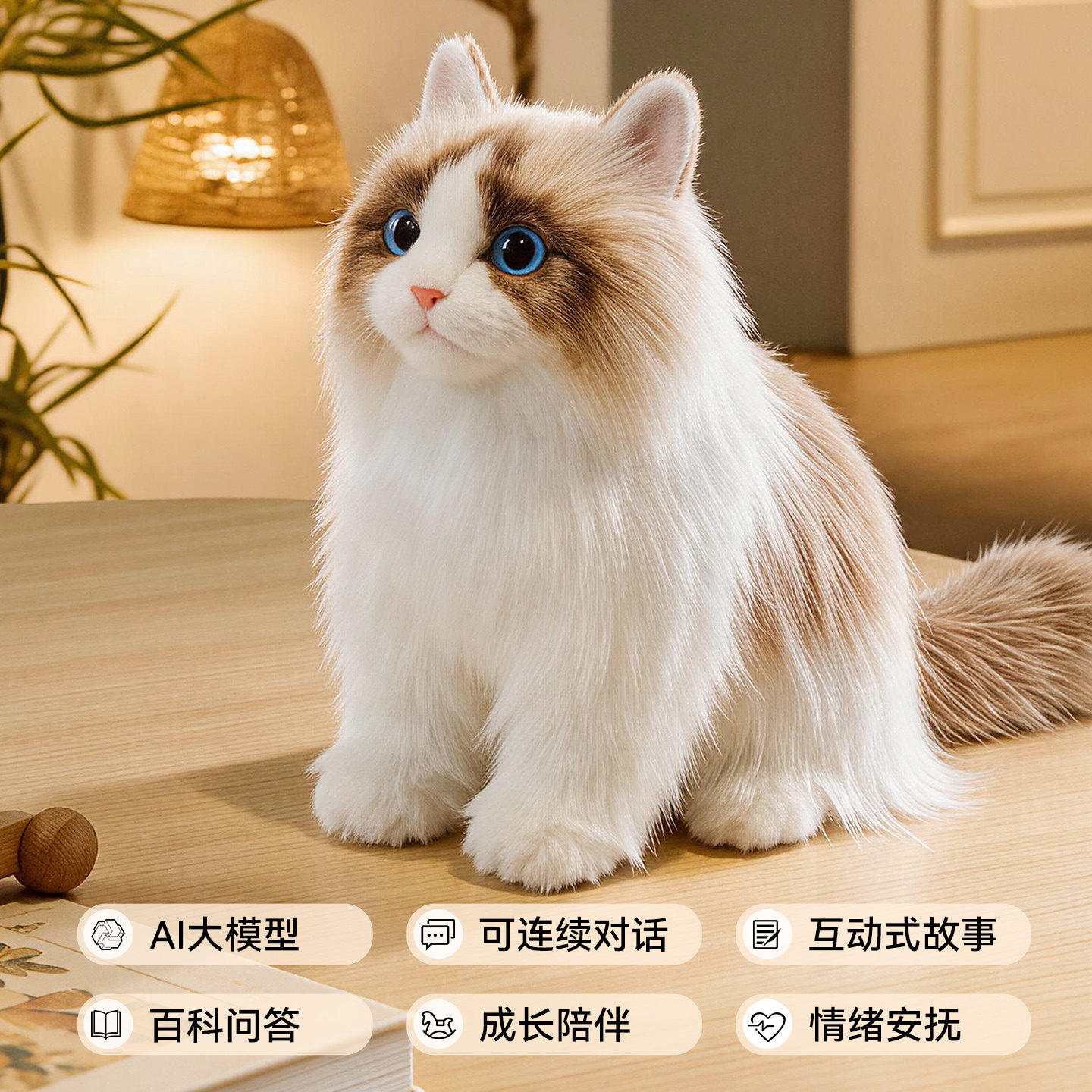 AI智能对话陪伴聊天猫咪公仔卡豆克隆仿真布偶猫玩偶毛绒玩具礼物