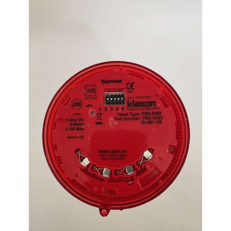 Klaxon PSS-0068声光报警器红色灯罩闪光 17-60VDC直流