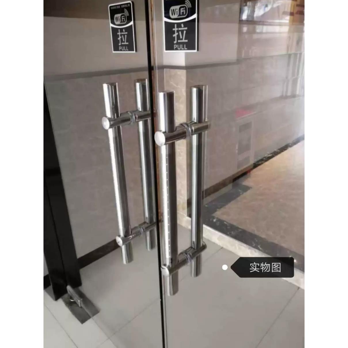 加厚玻璃门304不锈钢大门拉手可调节办公室门圆管推拉门把手大全图片