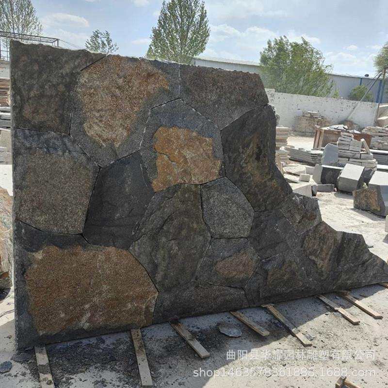 中国黑景砌石墙石皮干挂天然石材背景砌墙石别墅庭院花园小区