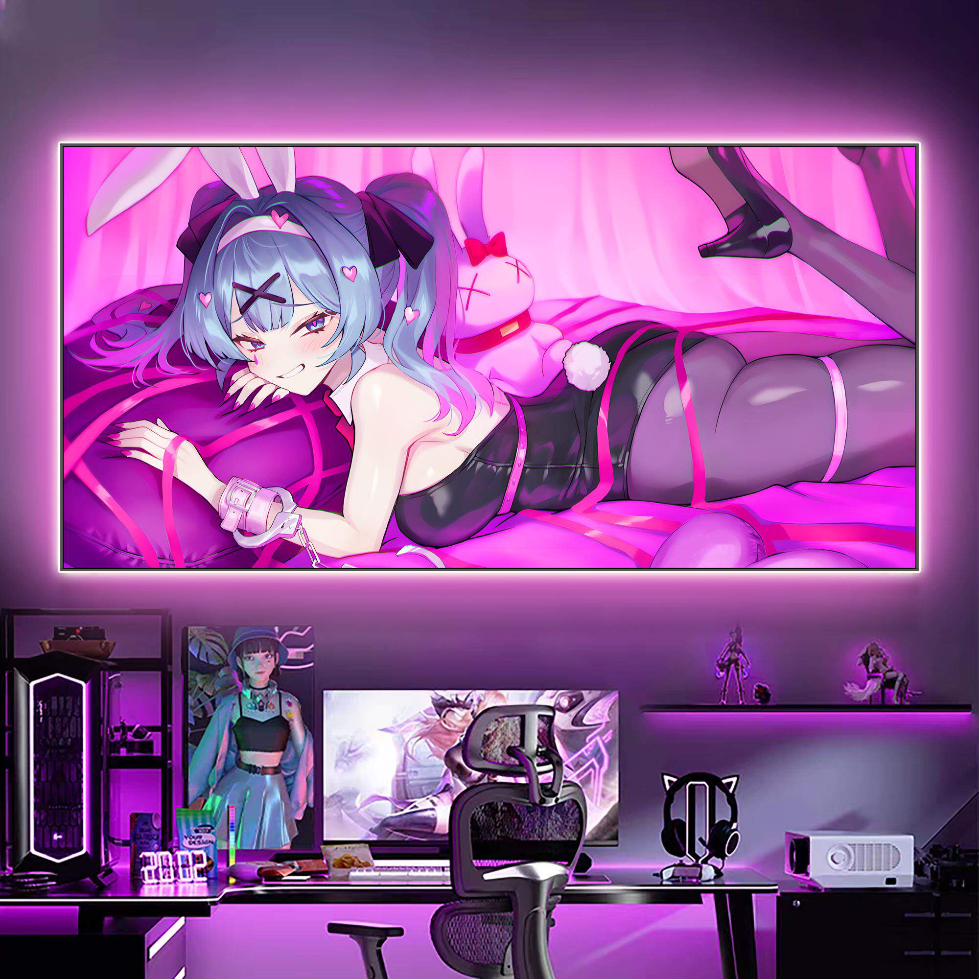 初音未来挂画电竞酒店房间墙面装饰画网咖网吧动漫人物海报壁画