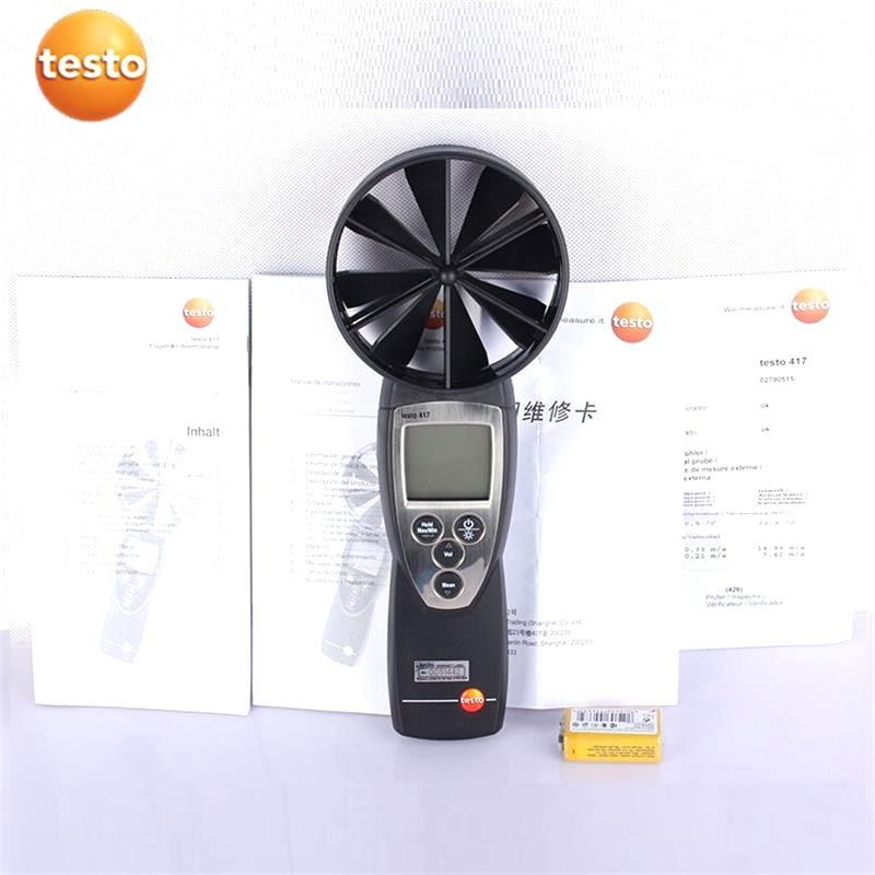 德图大叶轮风速仪testo417高精度管道风温风量罩风速计