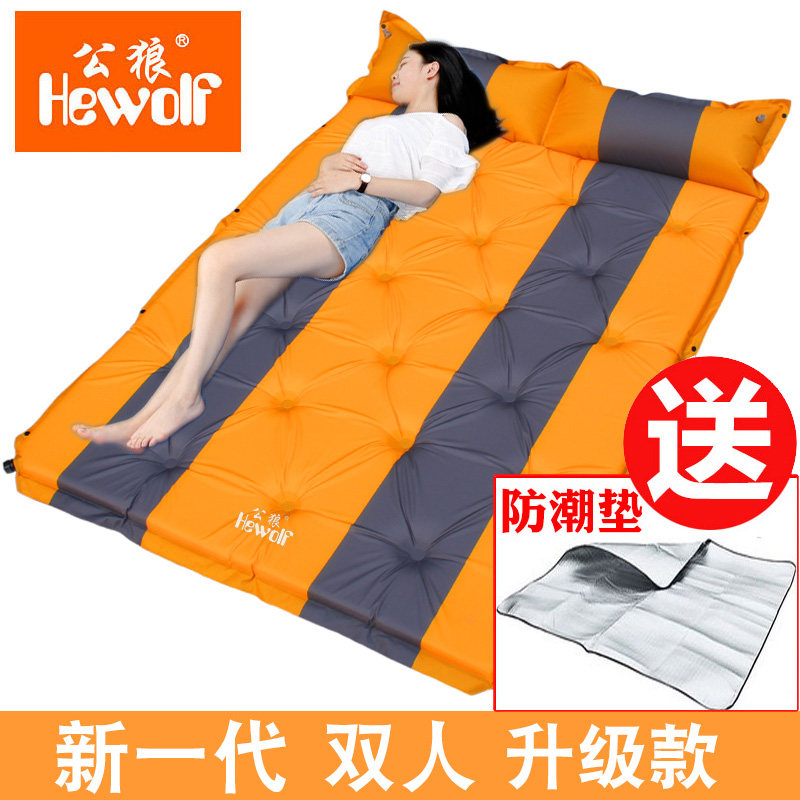 野餐户外防潮垫露营自动充气垫子双人加宽帐篷睡垫三3-4人加厚5cm