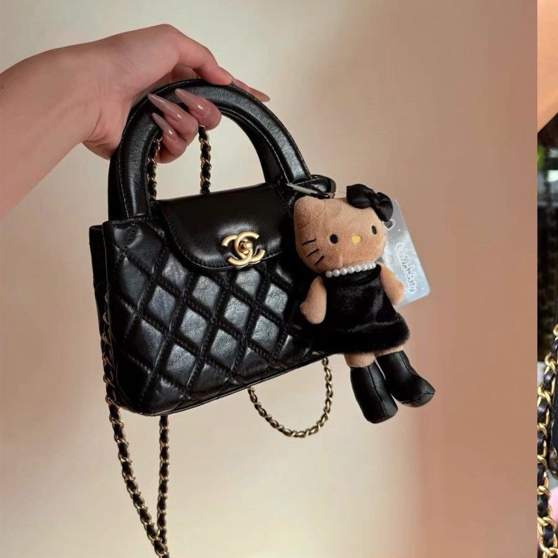 长腿kitty挂件黑皮制服kt猫书包钥匙扣可爱毛绒玩偶公仔包包挂饰