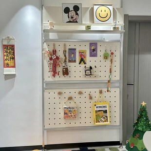 定制现代铝型材桦木海洋板收纳洞洞板顶天立地一体入户玄关挂衣架