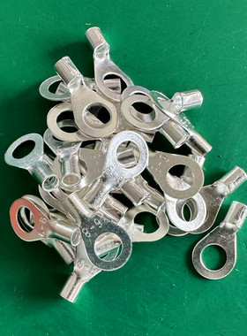 100只OT6-8 紫铜镀银焊口冷压圆形O型裸接线端子线鼻子铜接线端子