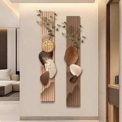 暖居入户进门玄关装饰画高端大气新中式走廊过道挂画福字壁画带灯